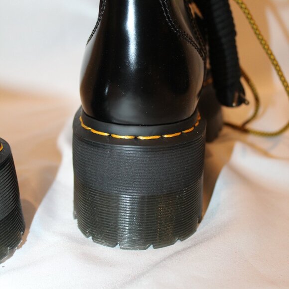NIB DR MARTENS JADON MAX BLACK PLATFORM VEGAN LEATHER MOTO COMBAT BOOTS SZ 8 - Picture 4 of 8